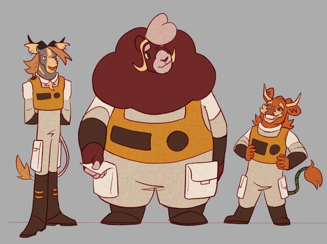 Space Cow project, character designs