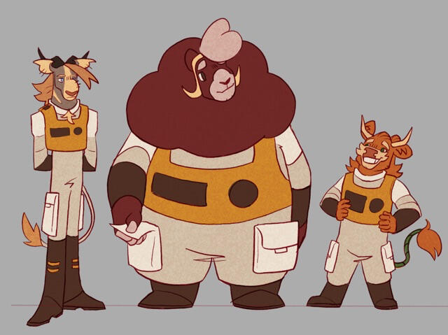 Space Cow project, character designs
